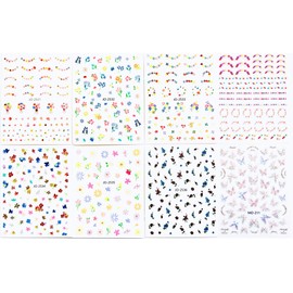 BnbnPup 8 Blatt Nagelsticker Nail Art Sticker Frühling Blume Nagelaufkleber Selbstklebende Aufkleber Dekoration Nageldesign Zubehör
