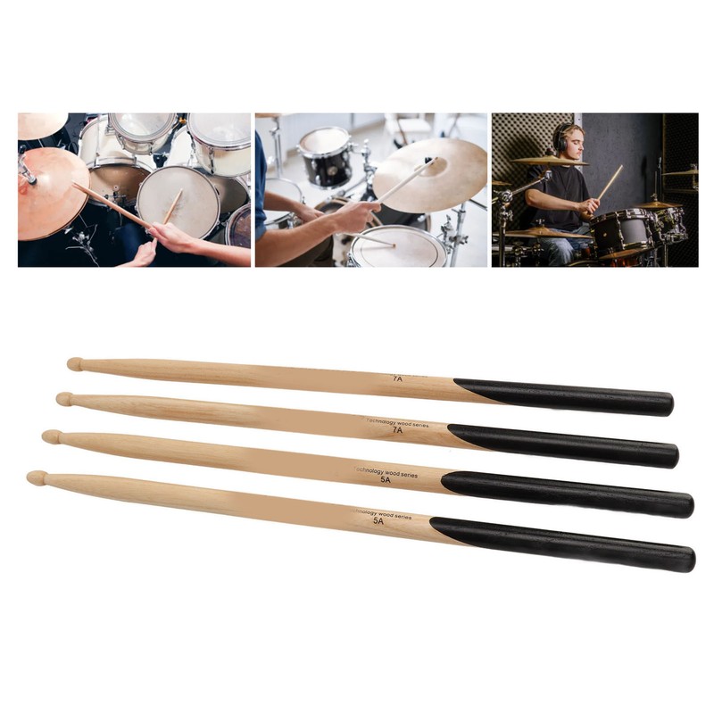 2 Pairs Drum Mallet 5A 7A Wood Drumstick Wooden Drum