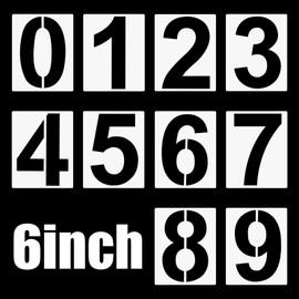 6 Inch Number Stencils 0-9 Large Plastic Number Stencils Set - Reusable Digital Templates for Address Painting Parking Lot House Numbers & Wall Art Templates (10PCS)