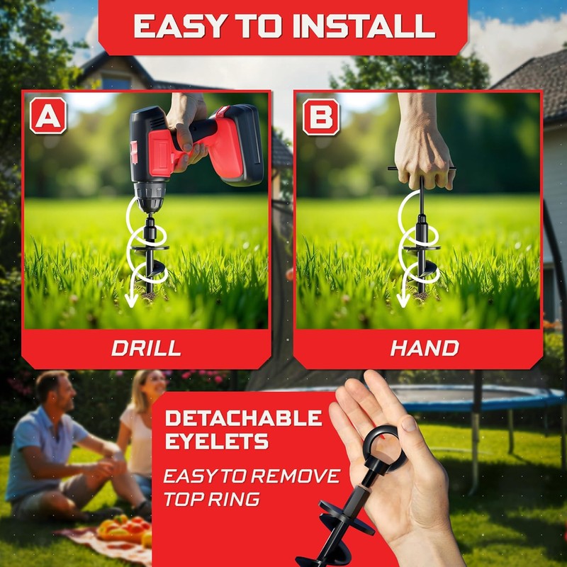 Happin® Trampoline Stakes, Trampoline Accessories, Ground Stakes Heavy Duty, Ground