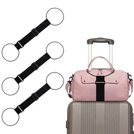 3 Pcs Elastic Fastening Belt for Luggage, Adjustable Luggage Straps Over Handle for Add a Bag, Portable Travel Suitcase Strap Travel Accessories (Black)