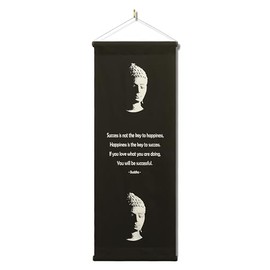 G6 Collection Inspirational Wall Decor Buddha Banner, Inspiring Quote Wall Hanging Scroll, Affirmation Motivational Uplifting Message Art Decoration, Thought Saying Tapestry Buddha - Success (Black)