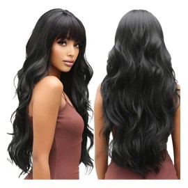 Mariposa Señoras Peluca Larga Rizada Ondulada Con Flequillo