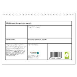 Mit Ginkgo biloba durch das Jahr (Tischkalender 2026 DIN A5 quer), CALVENDO Monatskalender: Mit seinen einzigartigen, fächerförmigen Blättern ist der ... und Gärten eine Augenweide. (CALVENDO Natur)
