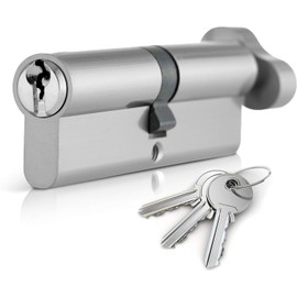 Chrome 50T/50 Thumb Turn Euro Cylinder Lock (100mm), Euro Door Barrel Lock with 3 Keys, Anti-Bump, Anti-Drill, Anti-Pick Door Lock with Key, High Security for Wooden, UPVC and Composite Doors
