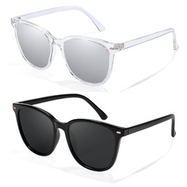 SIPHEW 2PCS Polarised Sunglasses Womens Classic Trendy Ladies Sunglasses with UV400 Protection Sun Glasses for Women