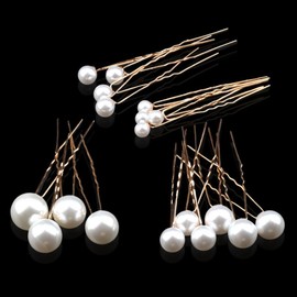 EOUIAV 18 Pieces 6 Sizes Pearl Hair Pins Bridal Pearl Hair Pins Wedding Bridal Hair Accessories Pearl Bobby Clips for Party Prom Wedding Daily Wear