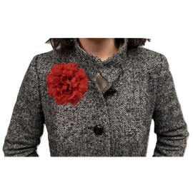 M&S Schmalberg Handmade Camellias Flower Hair Clip and Brooch Pin Elegant Flower Accessory American Made in New York's Garment Center Camellia (Bright Red)