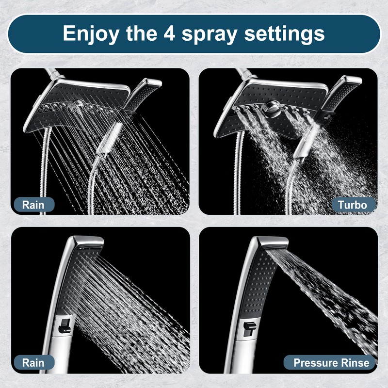 BRIGHT SHOWERS High Pressure Dual Shower Head Combo, Handheld Showerhead