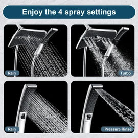 BRIGHT SHOWERS High Pressure Dual Shower Head Combo, Handheld Showerhead Rainfall Shower Head Set with Black Face, 60 Inch Long Stainless Steel Shower Hose, Chrome