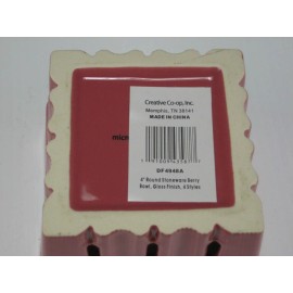 CREATIVE CO-OP STONEWARE BERRY BOWL GLOSS FINISH RASPBERRY COLOR 4" SQUARE  NEW
