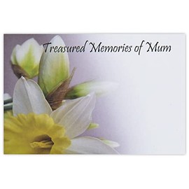 celloexpress Treasured Memories Mum (Daffodils) Flower Message Cards - 60mm x 90mm - Bereavement Florist Card Sympathy Condolences Notes (Pack of 10)