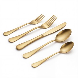 LIANYU Juego de cubiertos de acero inoxidable dorado mate de 20 piezas, juego de cubiertos dorados para 4, utensilios de cocina elegantes y vajilla pa