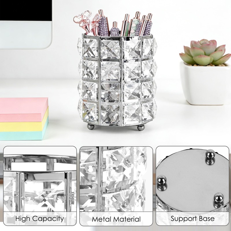 Biiange Crystal Pen Holder, Silver