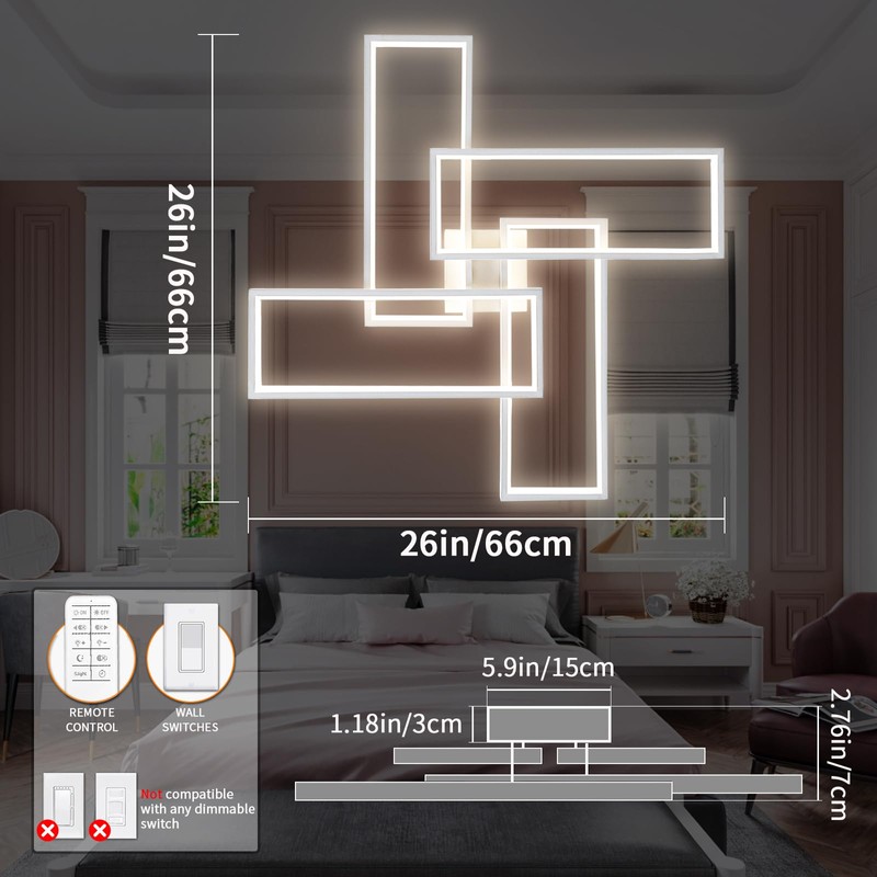 Shine LUEST Modern LED Ceiling Light Fixture White Flush Mount