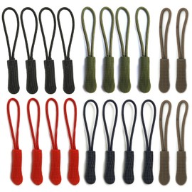 BRIIKPP Zipper Tabs Set of 20 Zipper Pulls Easy to Install Practical Zipper Parts Black Khaki Army Green Blue Red 4pcs