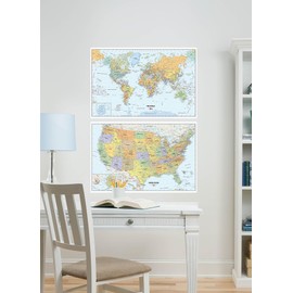 US and World Map Bundle Wall Decals, WP4430