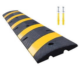 BESEA 6FEET Heavy Duty Rubber Speed Bump, 72" x 12" x 2" Heavy Duty Speed Bump Cable Protector Ramp for Driveway, Road Parking, Garage, Parking Lot, Warehouse