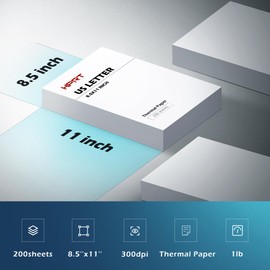 HPRT Thermal Paper US Letter Size for Portable Thermal Printer Compatible with HPRT MT866, Phomemo M08F-Letter, 8.5''x11'' Size, 200 Sheets