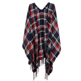 Surblue Elegante bufanda de chal clásica a cuadros abiertos de gran tamaño suave para mujer, Marino, Talla única