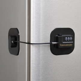 Fridge Lock Combination, Refrigerator Lock for Kids, Fridge Locks for Kids - Take Care of Your Family with Freezer Lock by Strongholden - No Keys Needed (Black & Square)