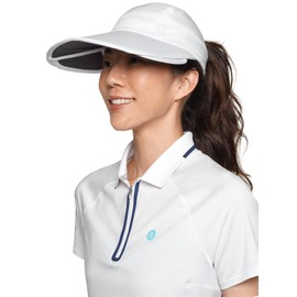Coolibar UPF 50+ Women's Olivia Convertible Sun Visor - Sun Protective (Large/X-Large- White)