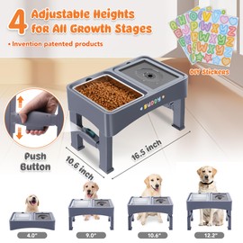 Decflow Decflow 3-in-1 Elevated Dog Bowls, 4 Height Adjustable Raised Dog Bowls with Stainless Steel Dog Food Bowls, Slow Feeder, No Spill Water Bowl, DIY Stickers Foldable Pet Bowl for Medium Large Dogs