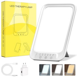 NIKYJM Tageslichtlampe 25000 Lux, Lichttherapielampe mit 3 Farbtemperaturen, 10 Helligkeitsstufen und 6 Timer, UV-freie LED Lichttherapielampe Tageslicht, Weiß