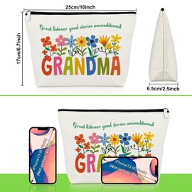 Grandma Gifts for Birthday Makeup Bag Grandma Gifts from Granddaughter Grandson Grandchildren Grandkids Best Grandmother Cosmetic Bag Christmas Mothers Day Present for Nana Gigi Mimi Travel Pouch
