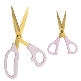 Westcott 2-Pack All-Purpose 8-Inch Kitchen Shears and 5-Inch Snip, Pink with Gold Blades - Precision Blades for Cutting, Kitchen Scissors Essential for Everyday Tasks