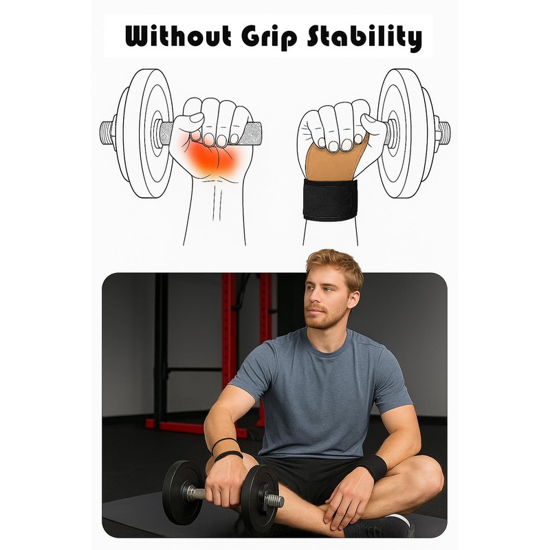Leather Weight Lifting Straps for Gym, Deadlift & Pull-ups –