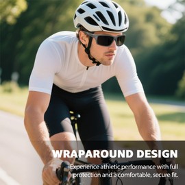 TJUTR Cycling & Running Glasses for Women Men Polarised Wraparound Sports Sunglasses with UV400 Protection MTB Outdoor Running Cycling Eyewear