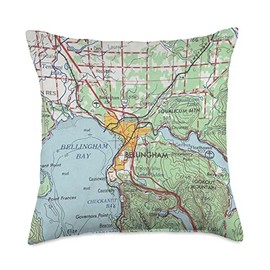 Vintage Bellingham WA Map (1966) Throw Pillow