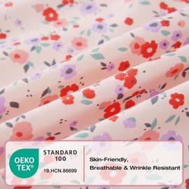 Yibeizi Pink Floral Sheet Set Queen 4 Piece, Coquette Cottagecore Aesthetic Flower Shabby Chic Pattern Bed Sheets Cute Soft Microfiber Extra Deep Pocket Fitted Bedsheet