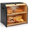 Thalomely Bread Box for Kitchen Countertop, Double Layer Bamboo Bread