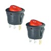 2Pcs Red Lamp Illuminated 3 Terminal SPST 2 Position I/O