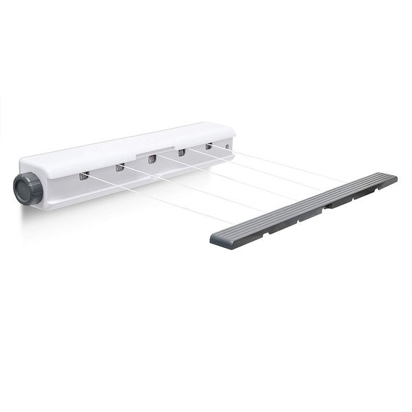 Relaxdays 10018858 Wall Dryer Automatic Roll-Drying length approx. 20.5 M White / Grey