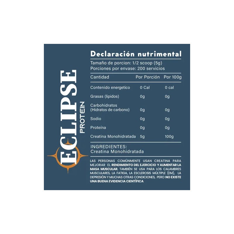 Creatina Monohidratada Eclipse Protein 1kg 200 Servicios