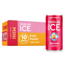 Sparkling Ice Fruit Punch Sparkling Water, with Antioxidants and Vitamins, Zero Sugar, 7.5 fl oz Cans (Pack Of 10)