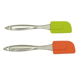 BAKERS PARDISE Silicone Spatula with Acrylic Handle Set of 2 Non-Stick Slotted Kitchen Use Spatulas for Baking, Cooking, and Mixing High Heat Resistant BPA Free Cookware Flipper