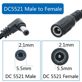 DC 5.5mm x 2.1mm Power Extension Cable,1m/3.3ft 90 Degree DC Male to Female Power Adapter Cable,for CCTV Security Surveillance Wireless IP Cameras etc More DC5521 Equipment Products(2Pcs)