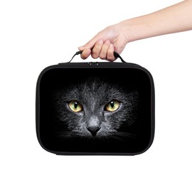 Black Cat Print Portable Lunch Bag without shoulder strap, Reusable Insulated Lunch Box Cooler Bag for Kids Boys
