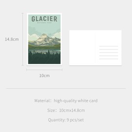 gaeaverse Glacier National Park Vintage Postcards 9pc/Set U.S. National Parks Greeting Cards for Business World Travel Landscape Postcard Decor Gift