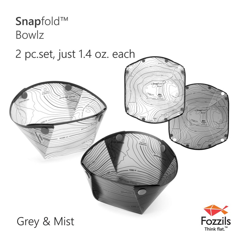 Fozzils Snapfold Bowlz (2pc Bowl), Grey/Mist