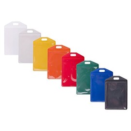 Karteo® Vinyl Plastic Coloured | Vertical | Clear ID Card Badge ID Holder | Wallet Cases Soft Card Cards 86 x 54 mm) | Card Sleeves | Badge Holder Card Holder Card Holder for ID Cards Service ID Credit Card Bank Card Health, transparent