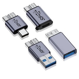 WITRN Micro USB B to USB A/C Male Adapter,USB 3.0 Micro B to USB A/C Female Adapter Cable Converter Connector (Grey)