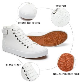 yageyan Men White high top Sneakers for Casual Black pu Leather Fashion Shoes for Men(white09)