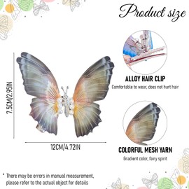 Sparkly Butterfly Hair Clips Y2k Butterfly with Pearl Design Barrettes Gradient Metal Duckbill Hairpin Non-Slip Hair Styling Clips for Women Wedding Daily Headwear