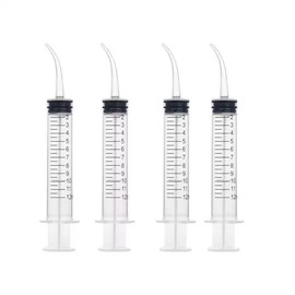 AIMALL 4-Pack 12ml Dental Utility Syringe Curved Tip for Dental Care Disposable Oral Irrigation Curved Tip Elbow Lab for Dental Care,Flushing Wounds,Pets Feeding