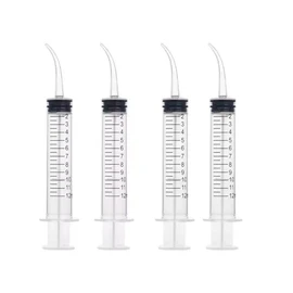 AIMALL 4-Pack 12ml Dental Utility Syringe Curved Tip for Dental Care Disposable Oral Irrigation Curved Tip Elbow Lab for Dental Care,Flushing Wounds,Pets Feeding